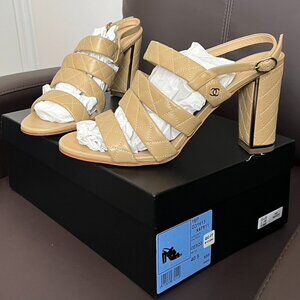 CHANEL Beige Calfskin Sandals (NWT)